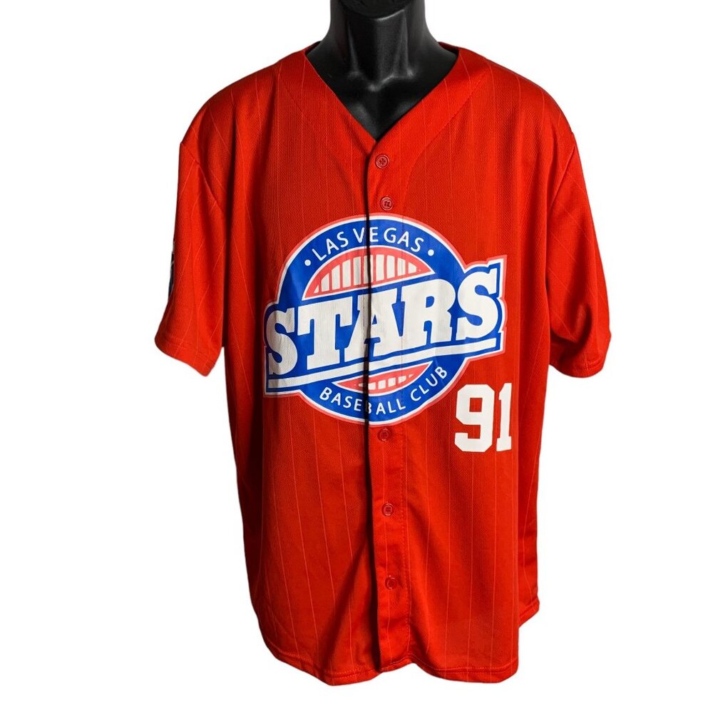 Las Vegas Stars 51s Baseball Jersey XL Red Alien Buttons Short Sleeve V Neck